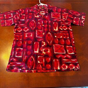 Vintage Paradise Sportswear Mens Hawaiian Shirt Red Abstract Print  Sz M Unique